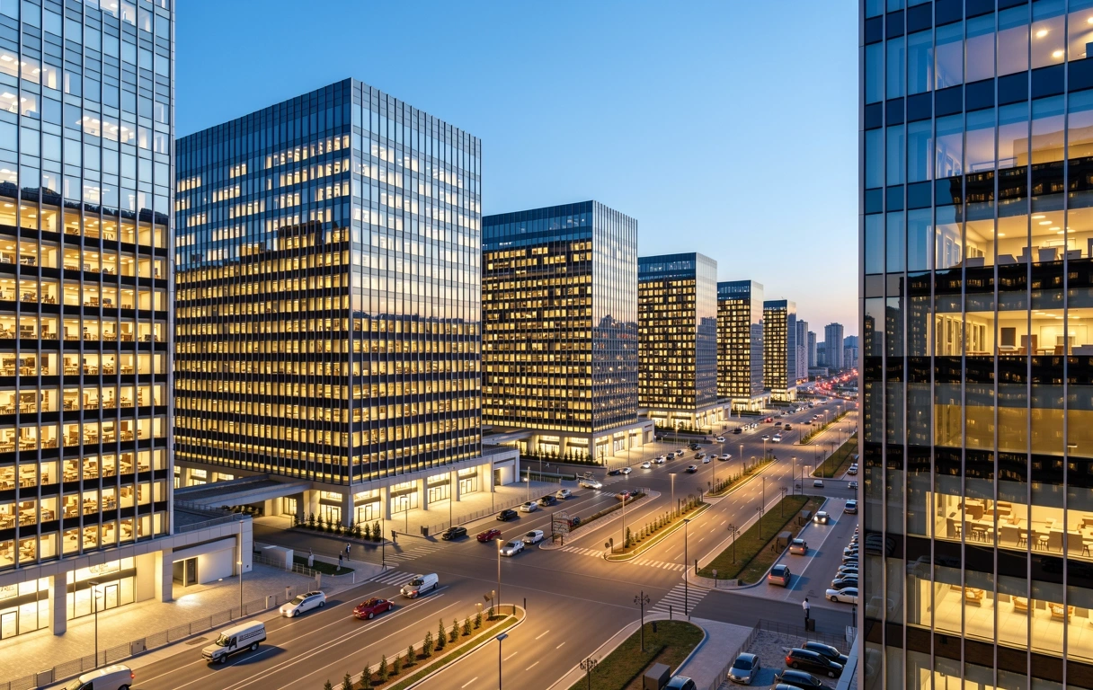 Strategic backdrop of Almaty business district